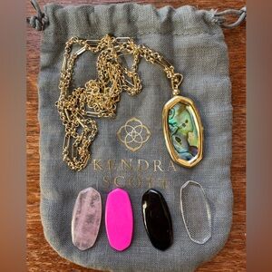 Kendra Scott Elle Gold Locket Long Necklace with five interchangeable stones!